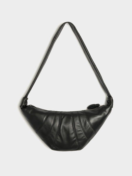 Medium Croissant Bag Soft Nappa Leather, Black