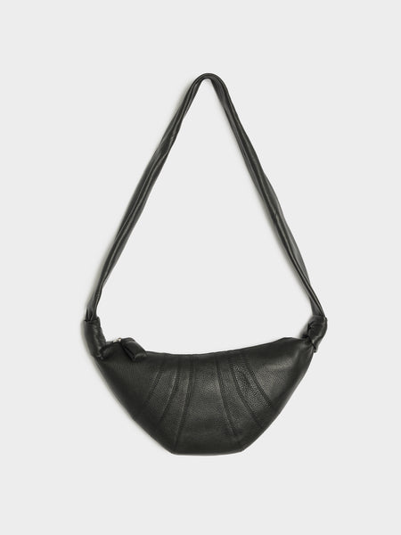 U Small Croissant Bag Soft Grained Leather, Black