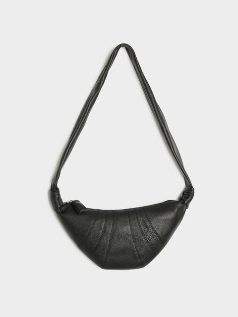 Small Croissant Bag Soft Grained Leather, Black