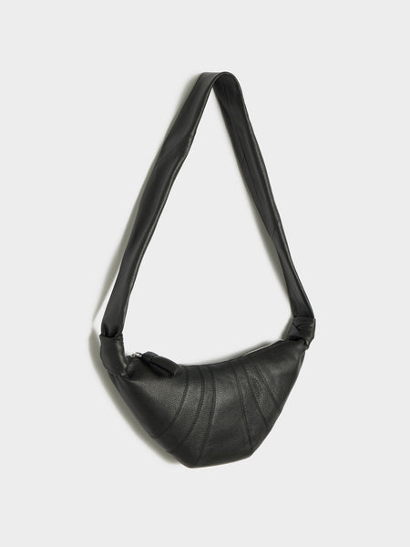 U Small Croissant Bag Soft Grained Leather, Black