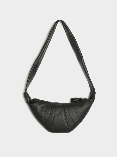 U Small Croissant Bag Soft Grained Leather, Black