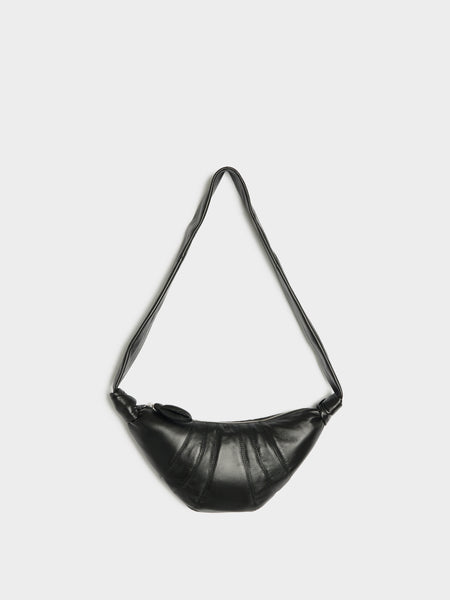 U Small Croissant Bag Soft Nappa Leather, Black