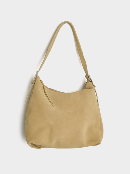 U Belted Hobo Bag (Suede Leather), Biscuit