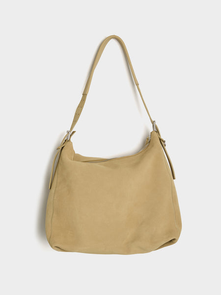 U Belted Hobo Bag (Suede Leather), Biscuit