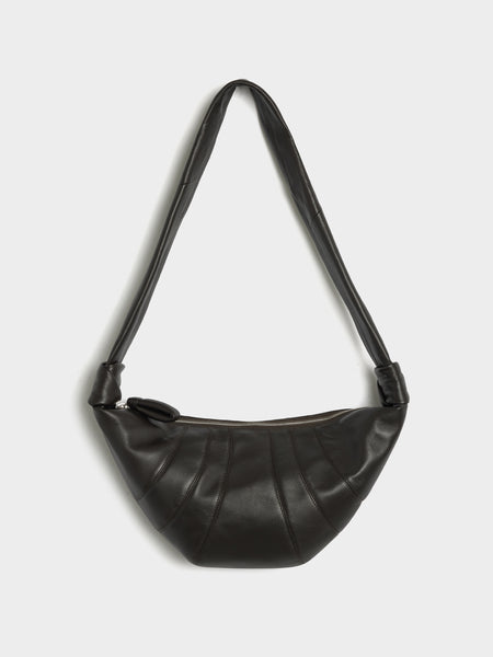 U Pearls Medium Croissant Bag, Dark Chocolate