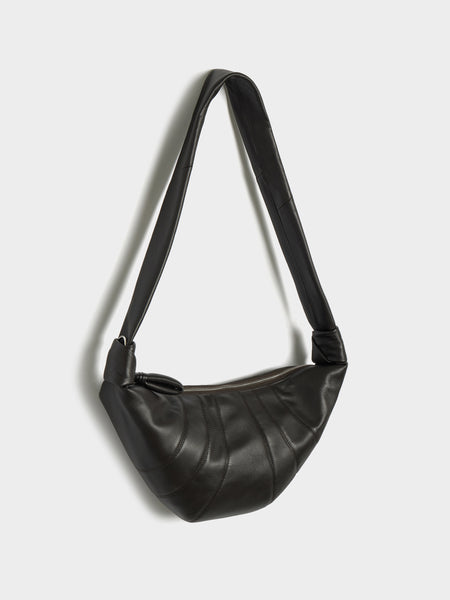 U Pearls Medium Croissant Bag, Dark Chocolate