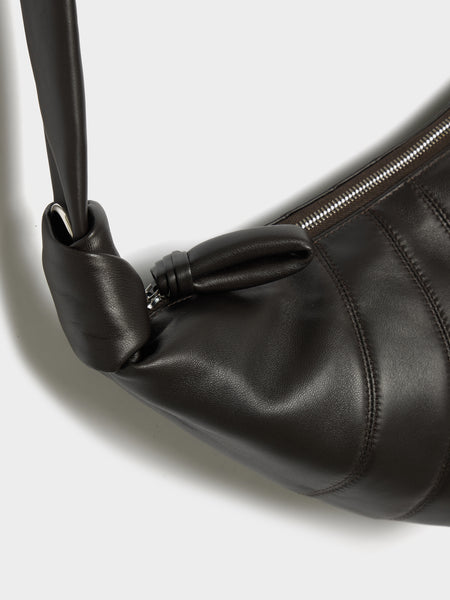 U Pearls Medium Croissant Bag, Dark Chocolate