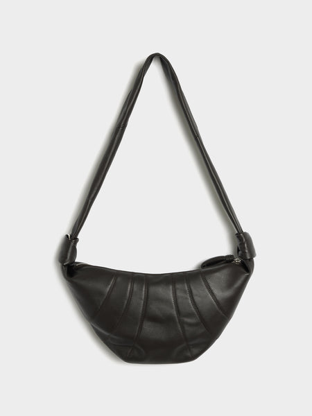 U Pearls Medium Croissant Bag, Dark Chocolate