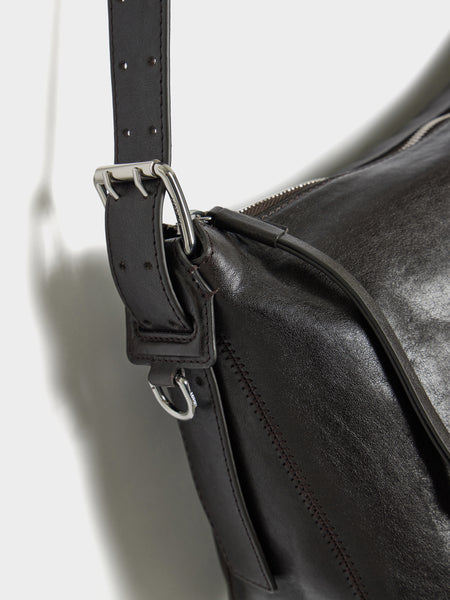 Belted Baguette Bag, Dark Chocolate