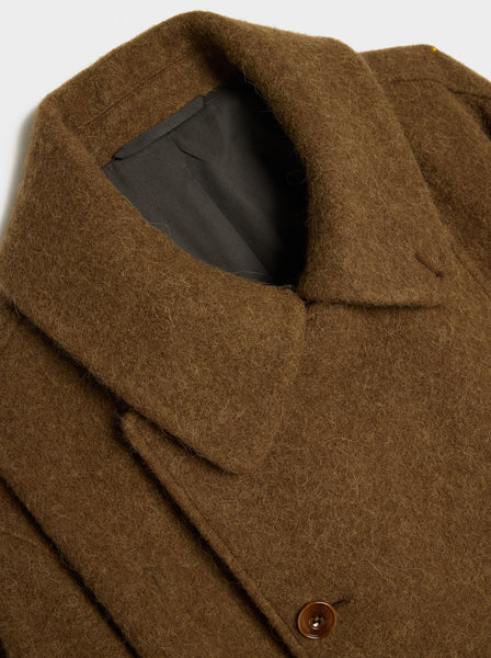 W Asymmetrical Bathrobe Coat, Brown