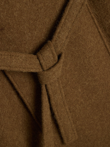 W Asymmetrical Bathrobe Coat, Brown