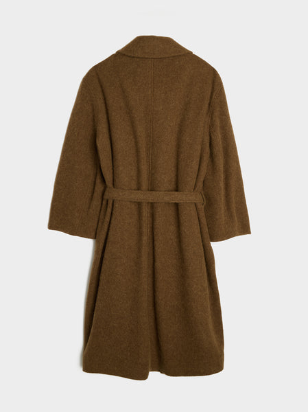 W Asymmetrical Bathrobe Coat, Brown