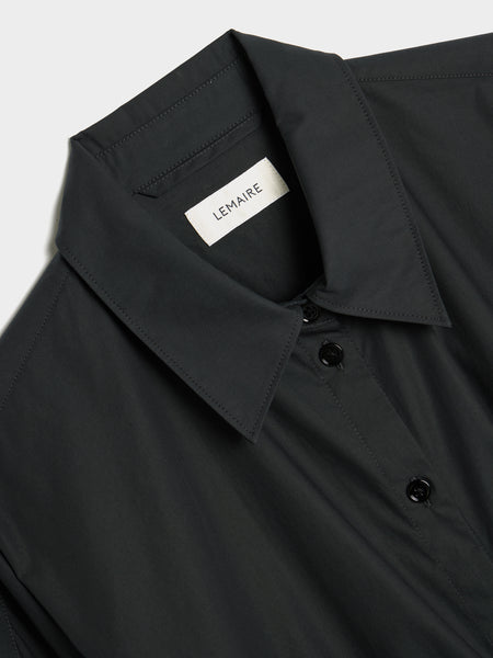 W Straight Collar Twisted Dress, Jet Black