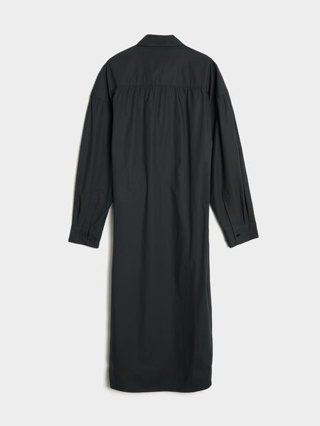 W Straight Collar Twisted Dress, Jet Black
