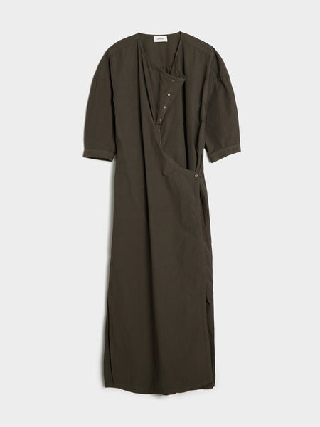 W Short Sleeve Twisted Dress, Dark Brown