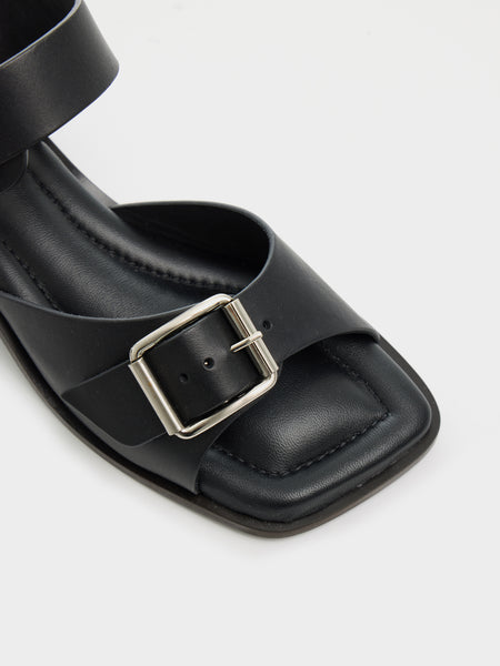 W Square Heeled Sandals With Straps 35, Black