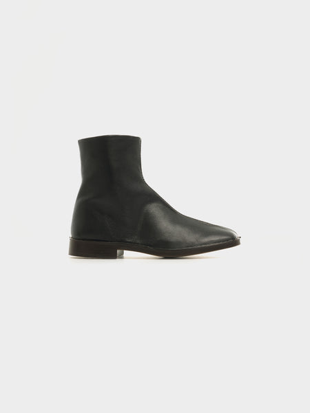 Piped Zipped Boots, Black