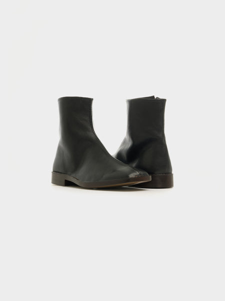 Piped Zipped Boots, Black