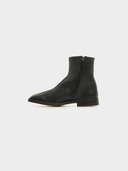 Piped Zipped Boots, Black