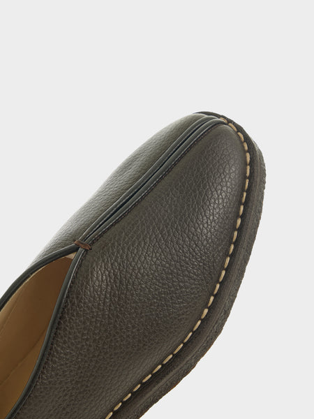 W Piped Crepe Slippers, Dark Brown