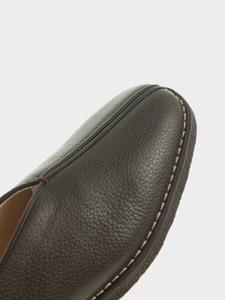 Piped Crepe Slippers, Dark Brown