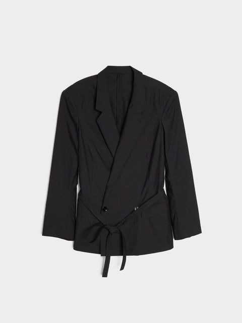 W Belted Light Tailored Jacket, Black