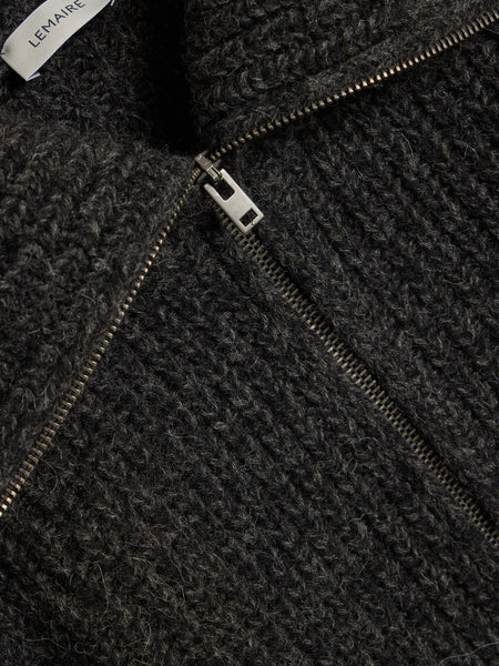 Zipped Cardigan, Black / Mink Brown