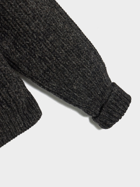 Zipped Cardigan, Black / Mink Brown