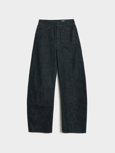 W High Waisted Curved Pants, Denim Indigo