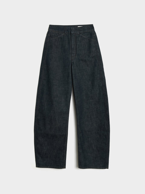 W High Waisted Curved Pants, Denim Indigo