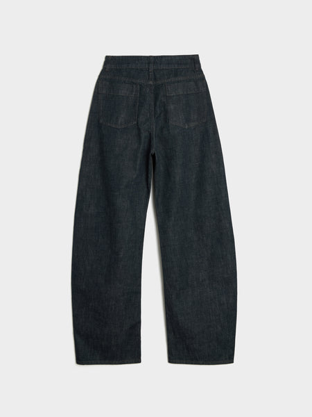 W High Waisted Curved Pants, Denim Indigo