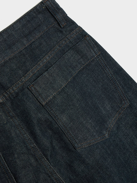 W High Waisted Curved Pants, Denim Indigo