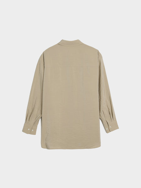 W Long Shirt With Tie, Natural Clay