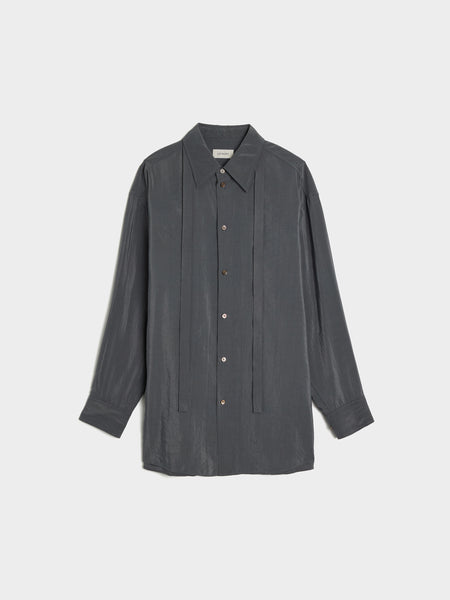 W Long Shirt with Tie, Asphalt