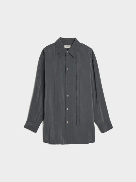 W Long Shirt with Tie, Asphalt