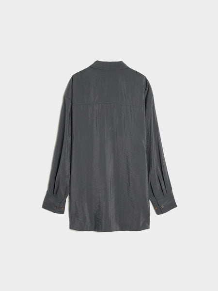 W Long Shirt with Tie, Asphalt