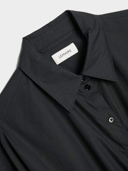 W Straight Collar Twisted Shirt, Jet Black