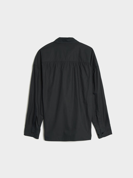 W Straight Collar Twisted Shirt, Jet Black