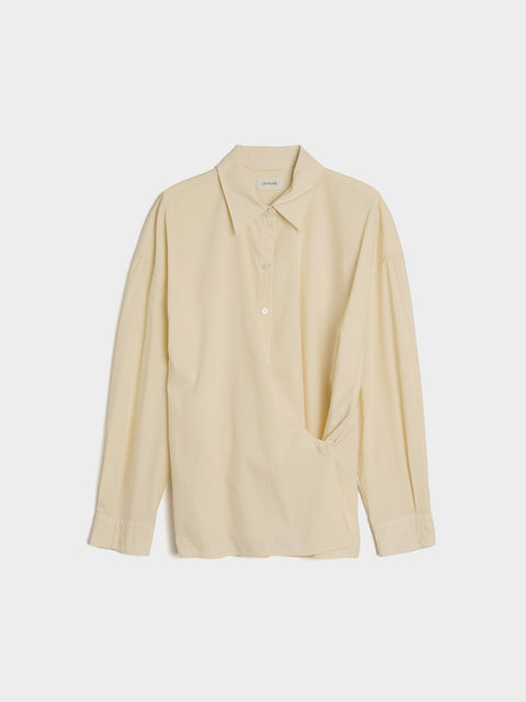W Straight Collar Twisted Shirt, Cream