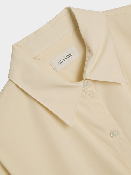 W Straight Collar Twisted Shirt, Cream