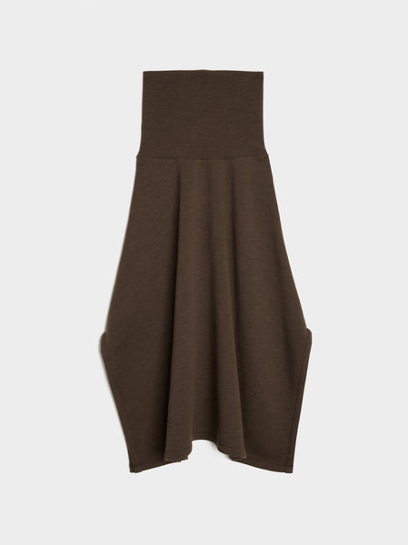 W Mid Length Skirt, Dark Brown Melange