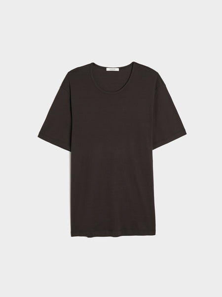 Rib U Neck T-Shirt, Squid Ink