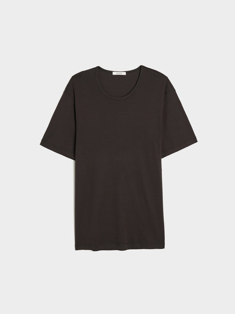 Rib U Neck T-Shirt, Squid Ink