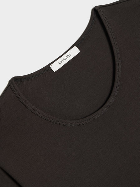 Rib U Neck T-Shirt, Squid Ink