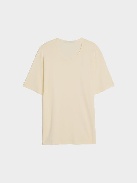 Rib U Neck T-Shirt, Light Cream