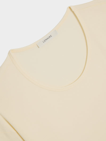 Rib U Neck T-Shirt, Light Cream