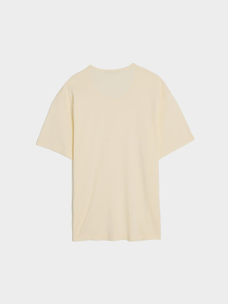 Rib U Neck T-Shirt, Light Cream