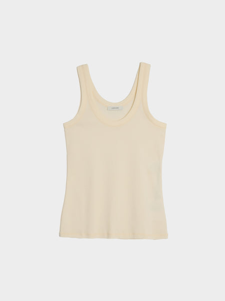 W Rib Top, Light Cream