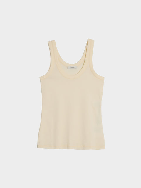 W Rib Top, Light Cream