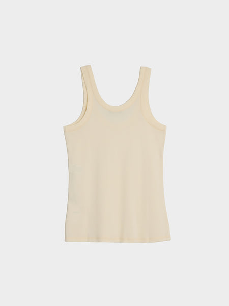 W Rib Tank Top, Light Cream